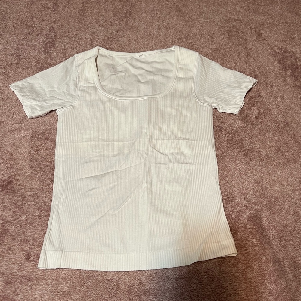 White Ribbed Women's Top